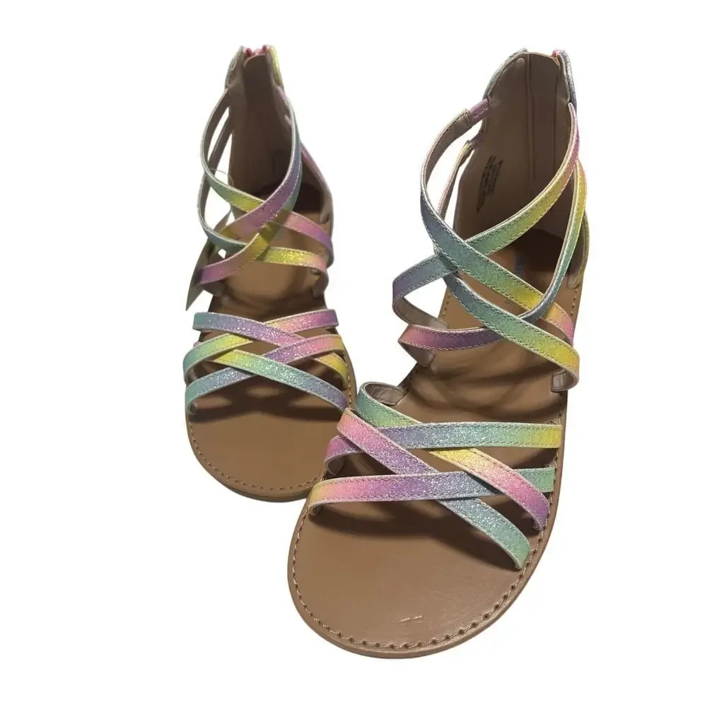Thereabouts Girls Rainbow Gladiator Sandals Size 5  NWT